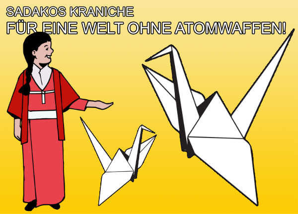 Falten von Kranichen für eine atomwaffenfreie Welt