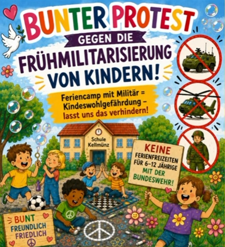 Protest gegen die Bundeswehr-Kinderfreizeit in Kellmünz!