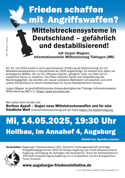 Frieden schaffen mit Angriffswaffen? Mittelstreckensysteme in Deutschland – gefährlich und destabilisierend!