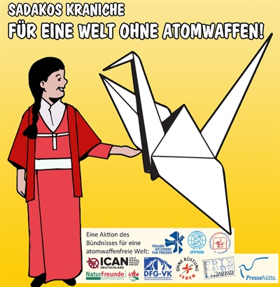 Falten von Kranichen für eine atomwaffenfreie Welt